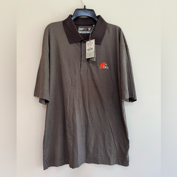 NWT Cutter & Buck Cleveland Browns Birdseye Performance Polo, Brown, L - Picture 2 of 8